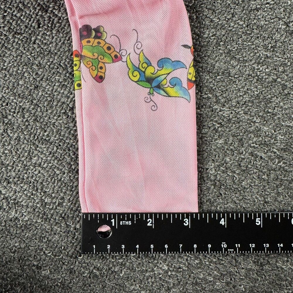 Ed Hardy X Siberia Halls Pink Mesh Tattoo Long Sleeve Top Size Sm Y2K Sheer - Picture 7 of 15